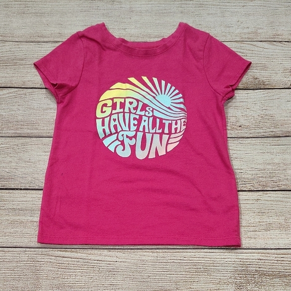 Pink Kids T-Shirt - Girls Have All The Fun - Picture 2 of 3